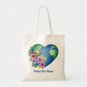 Tote Bag Texte personnalisé Planète Terre Coeur