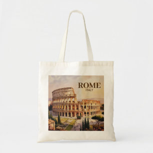 Tote Bag Texte personnalisé Rome Italie Colisée Rétro Aquar