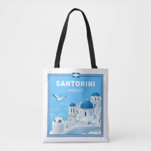 Tote Bag Texte personnalisé Santorin Grèce