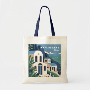 Tote Bag Texte personnalisé Santorin Grèce