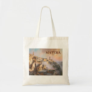 Tote Bag Texte personnalisé Sassi di Matera Italie Aquarell