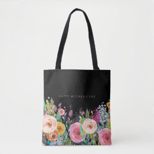 Tote Bag Texte personnalisé Vivid Floral Fête des mères