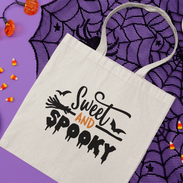 Tote Bag Texte Typographique Éffrayant Et Doux D'Halloween (Créateur téléchargé)