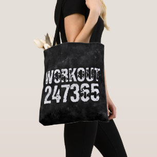 Tote Bag Texte usé et rayé Workout 247365 vintage