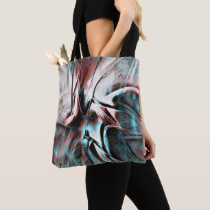 Tote Bag texture biseautée rouge à bleu pixélisée