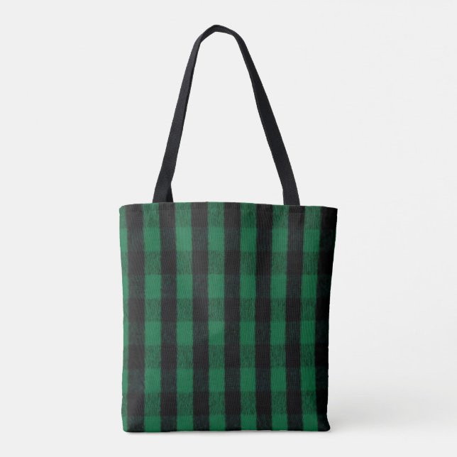 Tote Bag Texture de bûcheron de vert de plaid de Buffalo de (Dos)