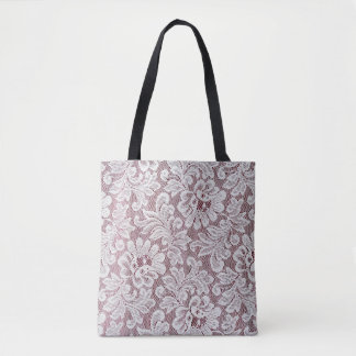 Tote Bag Texture de dentelle d'élégance blanche avec bea sa