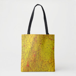 Tote Bag Texture de la vieille peinture jaune craquelé abst