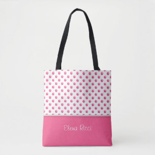 Tote Bag Texture rose de pois abstrait. Texte