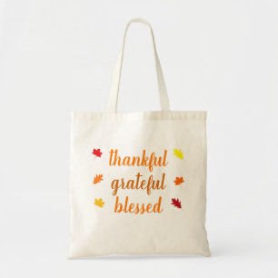 Tote Bag Thankful Grateful Blessed Thanksgiving