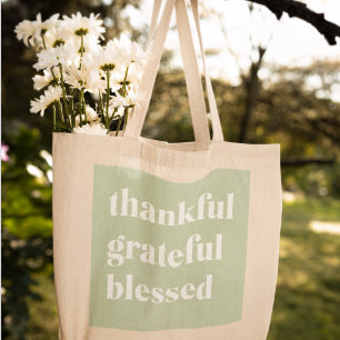 Tote Bag Thankful Grateful Blessed   Thanksgiving Quote