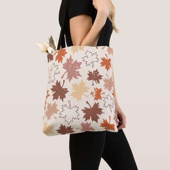 Tote Bag Thanksgiving jour design, automne feuilles naturel (De près)