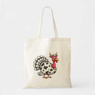 Tote Bag Thanksgiving Turkey Moo Cow Head Fundy Fall Family