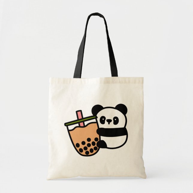 Tote Bag Thé à bulle mou et ours de panda (Devant)