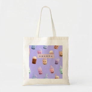 Tote Bag Thé Bubble Cute Purple Pastel Personnalisé
