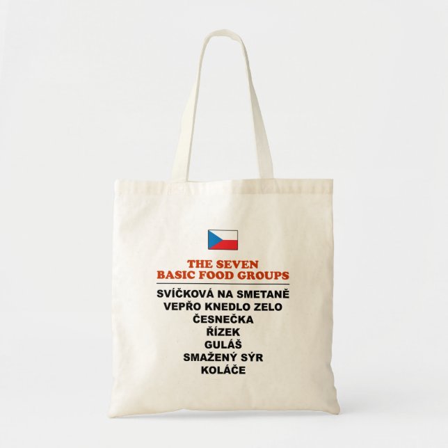 Tote Bag The Seven Basic Food Groups Funny Czech (Devant)