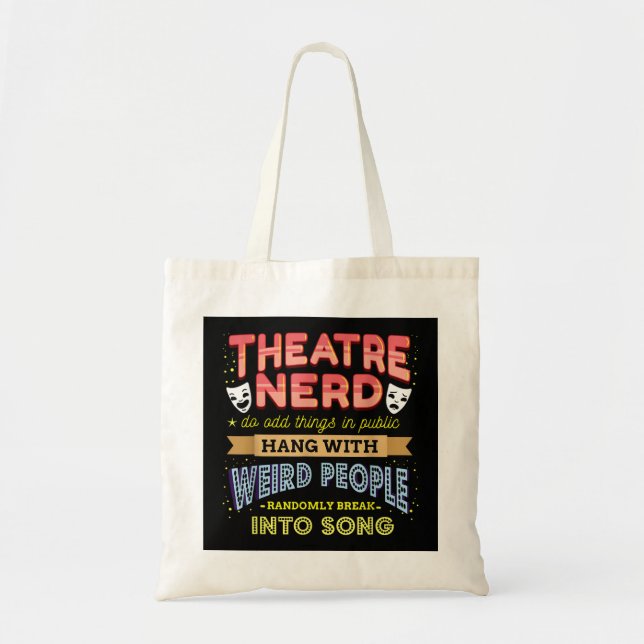 Tote Bag Théâtre Nerd, Drôle Actrice de Broadway (Devant)