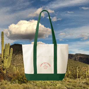 Tote Bag Thème Camping Orange Family Crest Green Trim