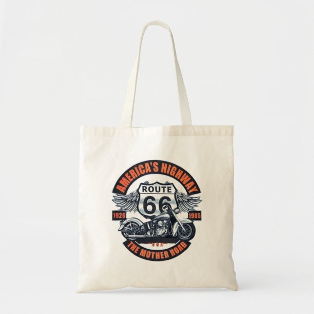 Tote Bag Thème de base foncé Route 66 Motos (Devant)
