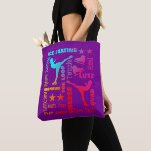 Tote Bag Thème de patinage sur glace coloré Terminologie 