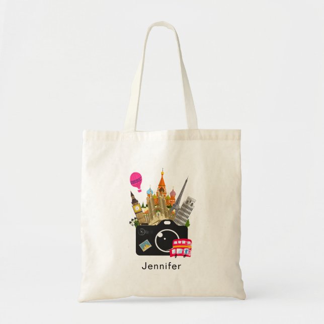 Tote Bag Thème de voyage des monuments européens (Devant)