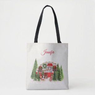 Tote Bag Thème extérieur du camping de Noël Trailer