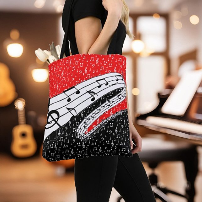 Tote Bag Thème musical rouge et noir (Créateur téléchargé)