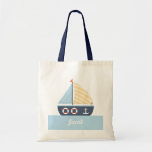 Tote Bag Thème Nautique Bateau à Voile Élégant Pour Garçons
