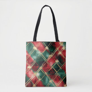 Tote Bag Thème vacances de Noël rouge et or