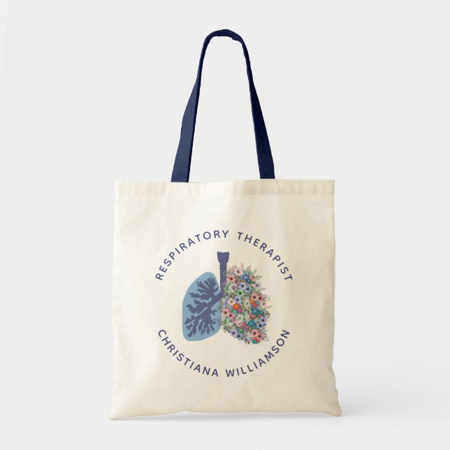 Tote Bag Thérapeute respiratoire personnalisée Poumons flor (Devant)