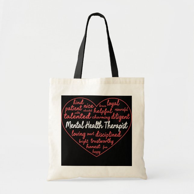 Tote Bag Thérapiste en santé mentale Coeur (Devant)
