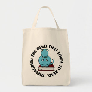 Tote Bag Thésaurus : Un dinosaure qui aime lire des livres