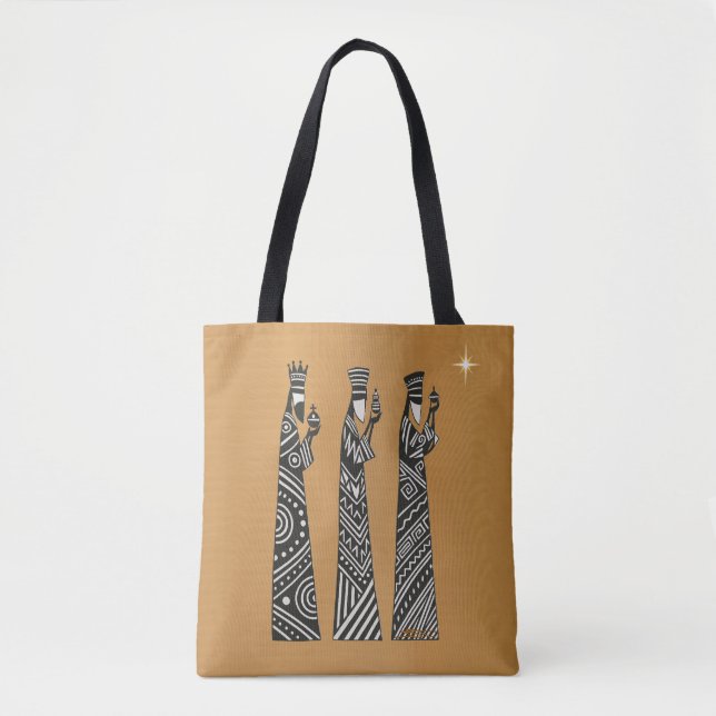 Tote Bag Three Wise Men Black & White Christmas Nativity (Devant)