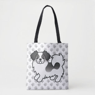 Tote Bag Tibétain Spaniel Parti-Coleur Noir Chien de Dessin