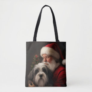 Tote Bag Tibétain Terrier Père Noël Noël Festif