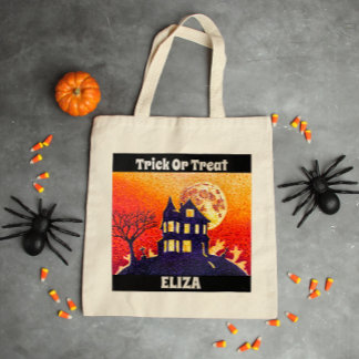 Tote Bag Ticket Halloween personnalisé ou traitement Maison