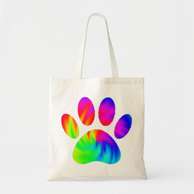 Tote Bag Tie Dye Chien Empreinte de patte Graphic (Devant)