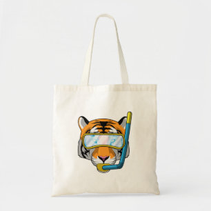Tote Bag Tiger comme plongeur avec tuba
