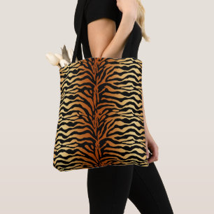 Tote Bag Tiger Stripes Poster de animal, Ambre, Noir et Tan