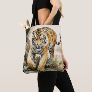 Tote Bag Tigre asiatique peinture traditionnelle