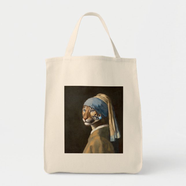 Tote Bag Tigre avec oreille perle (Devant)