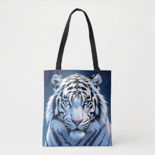 Tote Bag Tigre blanc aux yeux bleus Ai Art