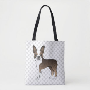 Tote Bag Tigre Boston Terrier Chien de Dessin Animé Mignon