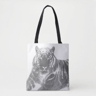 Tote Bag Tigre noir et blanc