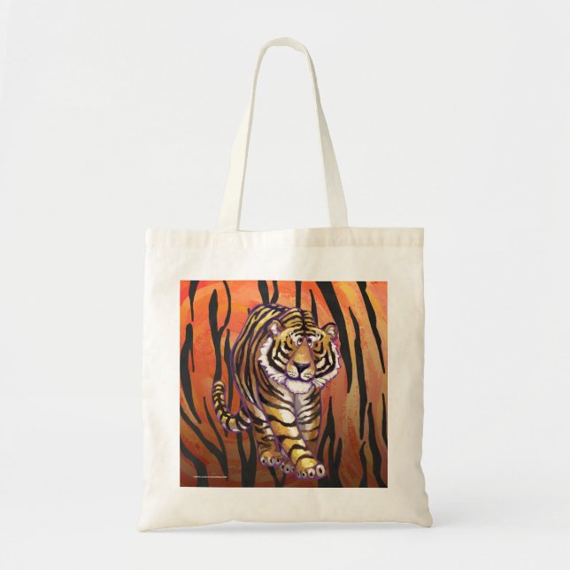 Tote Bag Tigre sauvage moi Imprimé orange chaud et noir (Devant)