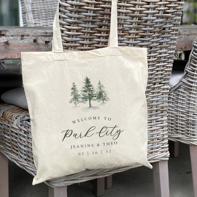 Tote Bag Timber Grove Winter Wedding Welcome (Créateur téléchargé)