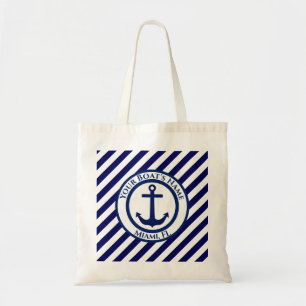 Tote Bag Timbre Ancre et bandes diagonales personnalisés
