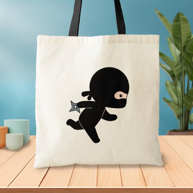 Tote Bag Tiny Ninja Courir Holding Throwing Star (Créateur téléchargé)