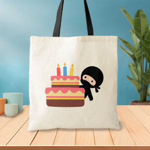 Tote Bag Tiny Ninja Derrière le gâteau d'anniversaire