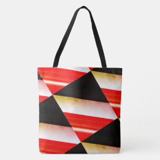Tote Bag tirage abstrait MODERNE en noir-blanc-rouge-jaune